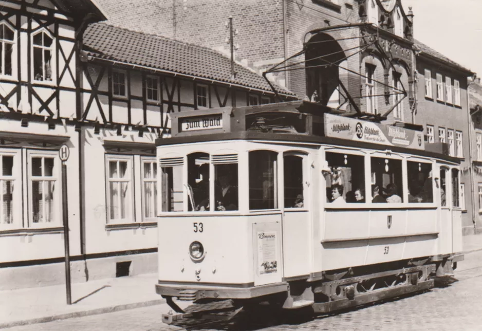 Archive photo: Mühlhausen Unterstadtlinie with railcar 53 on Wanfrieder Straße (1959)