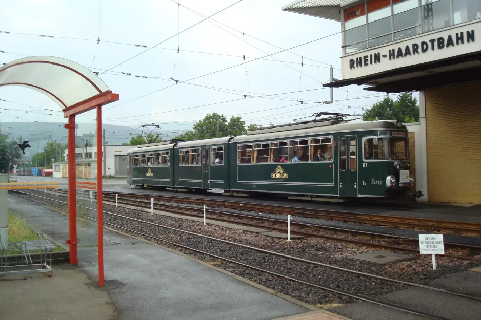 Bad Dürkheim Eventfahrzeuge with wedding tram 81 "Sixty" by Rhein-Haardtbahn,  Mannheimer Straße (2014)