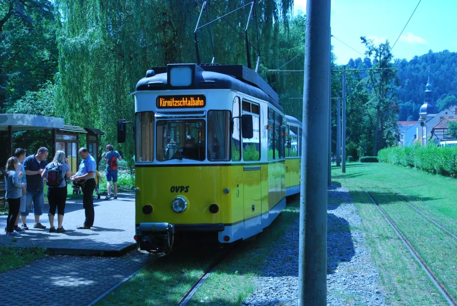 Bad Schandau Kirnitzschtal 241 with railcar 3 in Kurpark (2015)