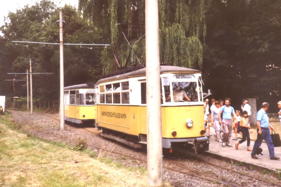 Bad Schandau Kirnitzschtal 241 with railcar 6 at Kurpark (1990)