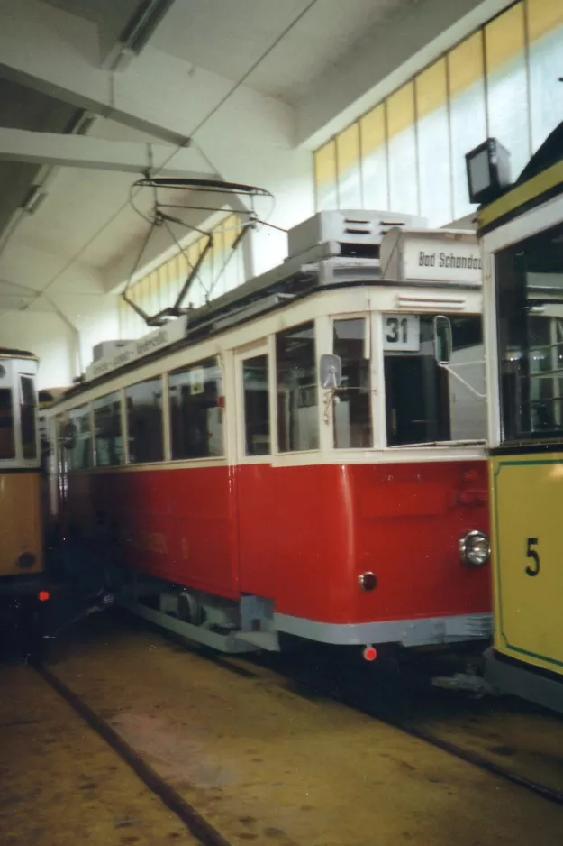 Bad Schandau museum tram 9 inside Depot Kirnitzschtalbahn (1996)