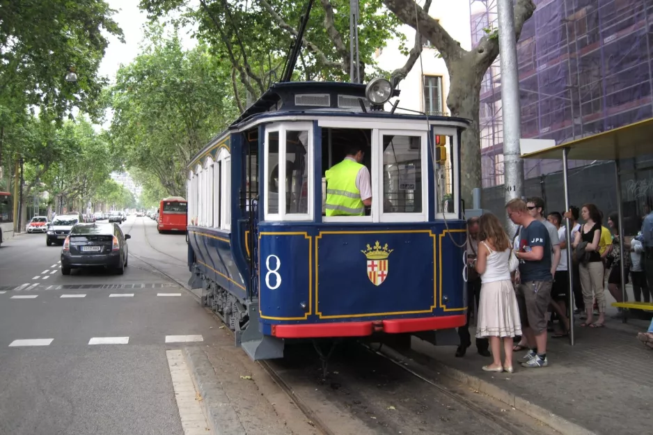 Barcelona 55, Tramvía Blau with railcar 8 at Plaça Kennedy (2012)