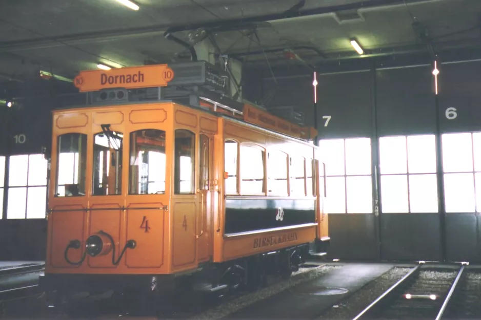 Basel museum tram Birseckbahn 4 inside the depot Ruchfeld (2006)