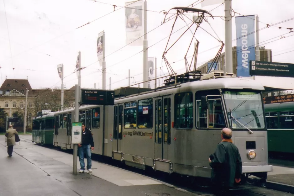 Basel tram line 1 with articulated tram 357 at Bahnhof SBB (2006)