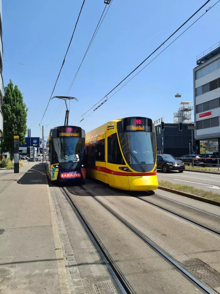 Basel tram line 11 at Dreispitz seen to the south (2022)