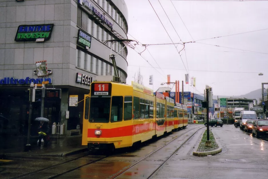 Basel tram line 11 with articulated tram 205 at Dreispitz (2006)