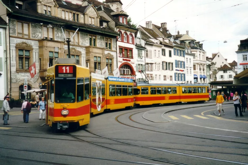 Basel tram line 11 with articulated tram 241 at Barfüsserplatz (2003)