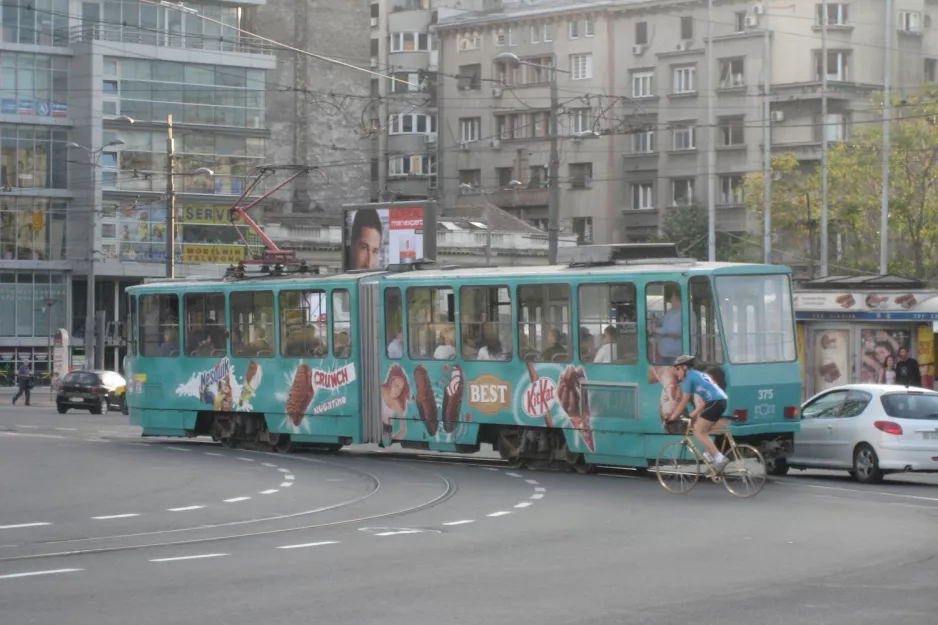 Belgrade articulated tram 375 on Savski Trg (2008)