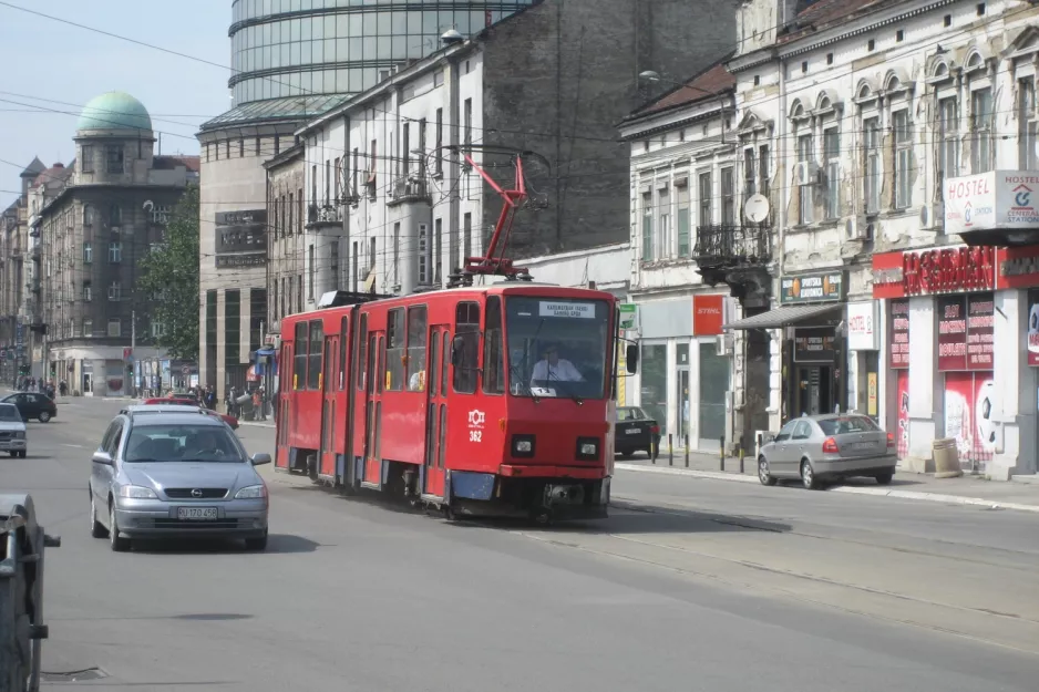 Belgrade tram line 13 with articulated tram 362 on Karađorđeva (2008)