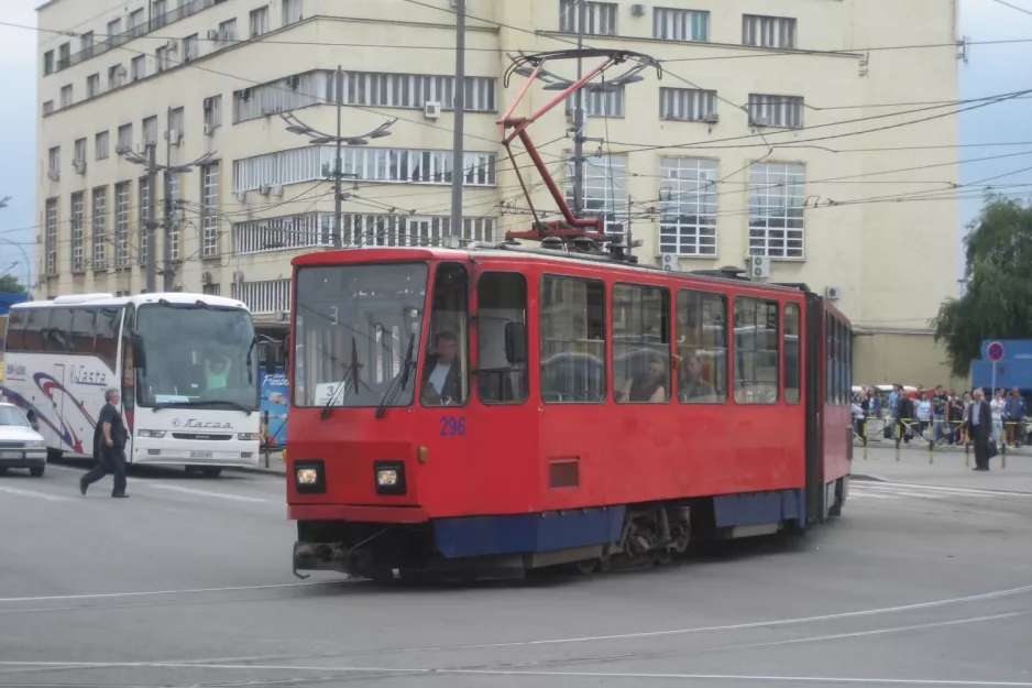 Belgrade tram line 3 with articulated tram 296 on Savski trg (2008)