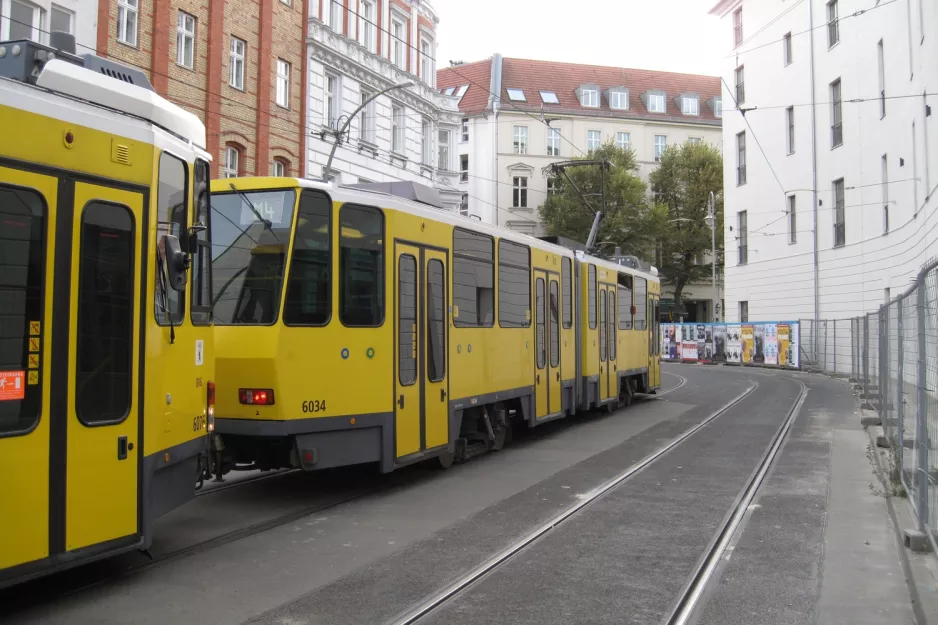 Berlin fast line M4 with articulated tram 6034 at S Hackescher Markt Große Präsidentenstraße (2012)