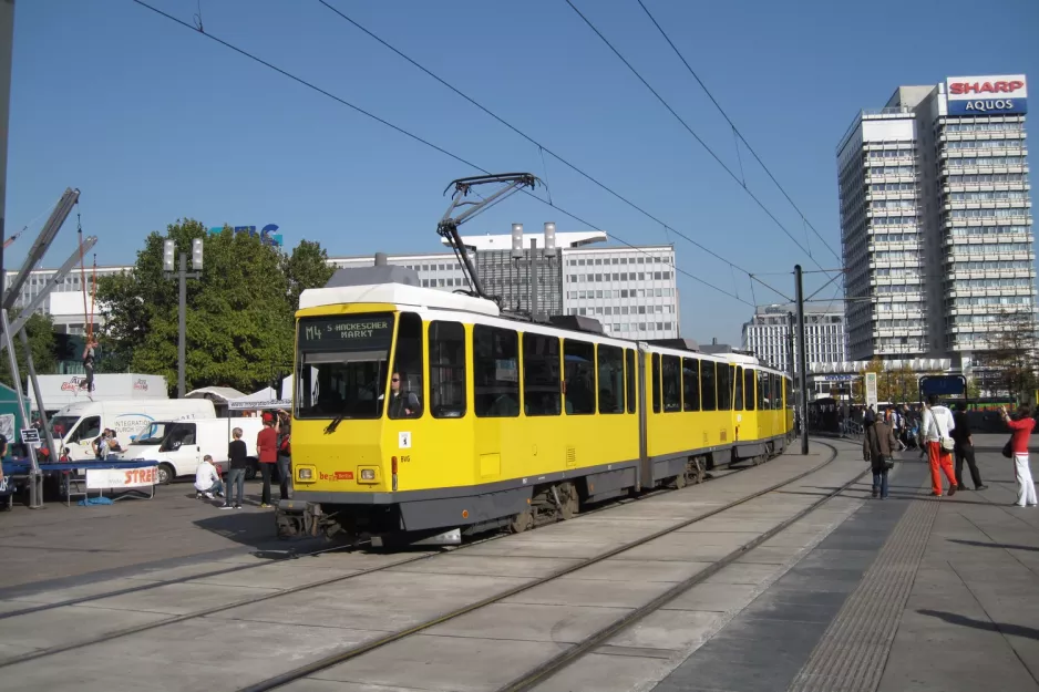 Berlin fast line M4 with articulated tram 7067 on Alexanderplatz (2012)