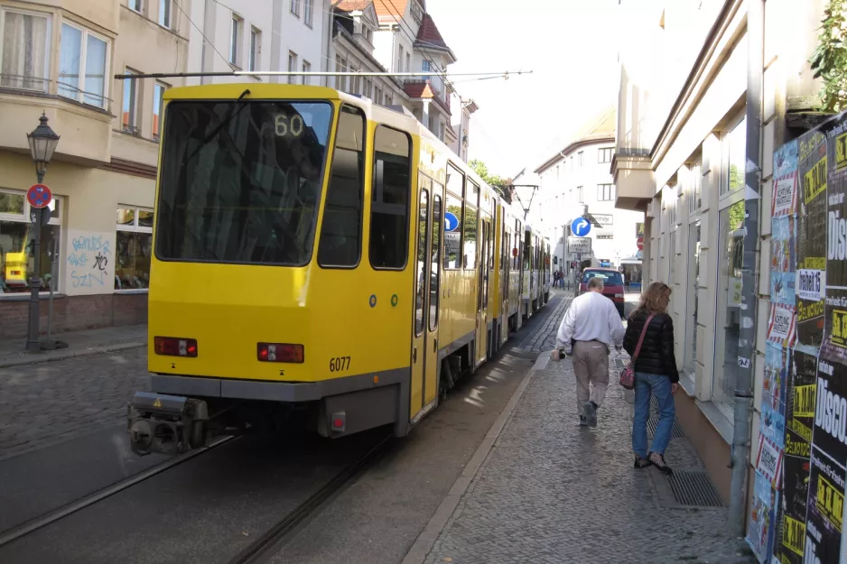 Berlin tram line 60 with articulated tram 6077 near Rathaus Köpenick (2012)