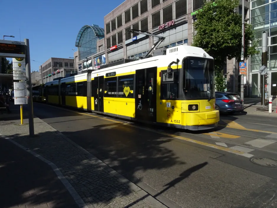 Berlin tram line 68 with low-floor articulated tram 1552 at S Köpenick (2024)