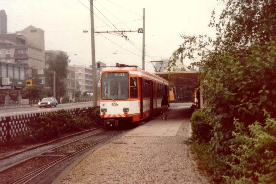 Bielefeld tram line 2 with articulated tram 501 at Sieker (1981)