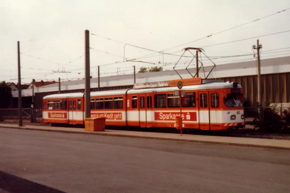Bielefeld tram line 2 with articulated tram 813 at Sieker (1981)