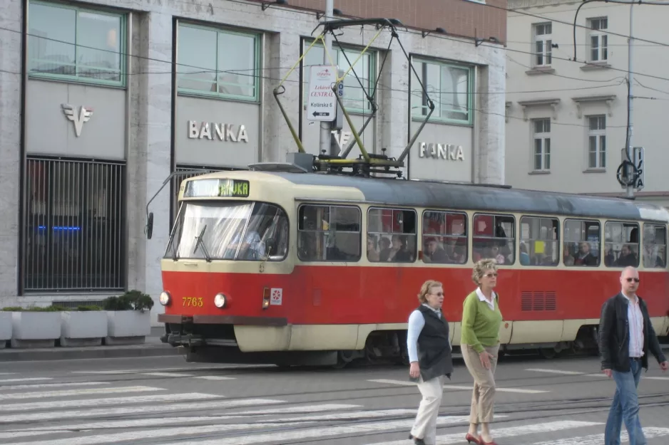 Bratislava tram line 1 with railcar 7763 on Štúrova (2008)