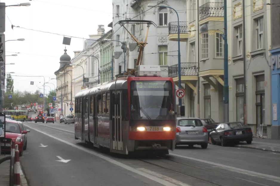 Bratislava tram line 13 with articulated tram 7118 on Špitálska (2008)