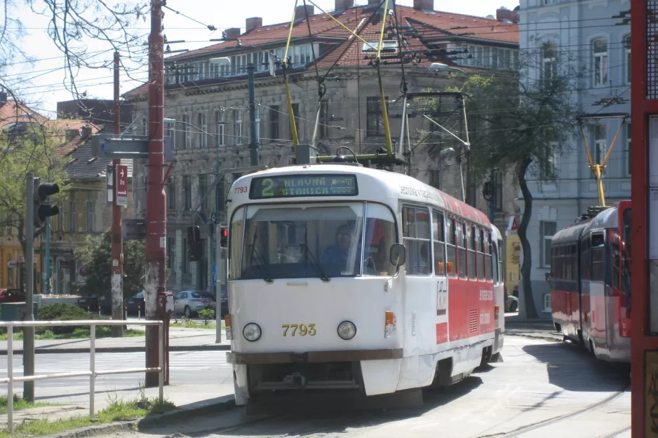 Bratislava tram line 2 with railcar 7793 at Pod stanicou (2008)