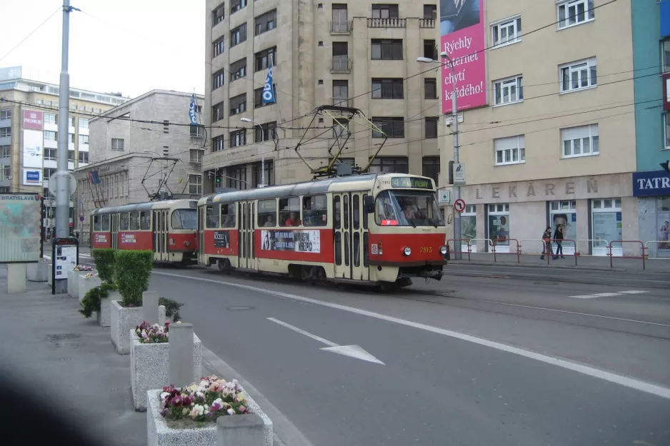 Bratislava tram line 4 with railcar 7813 on Štúrova (2008)