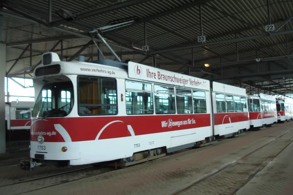 Braunschweig articulated tram 7753 inside the depot Braunschweiger Verkehrs-Gmbh (2012)