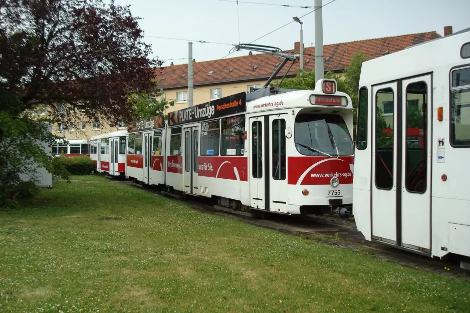 Braunschweig articulated tram 7755 at the depot Helmstedter Straße (2008)