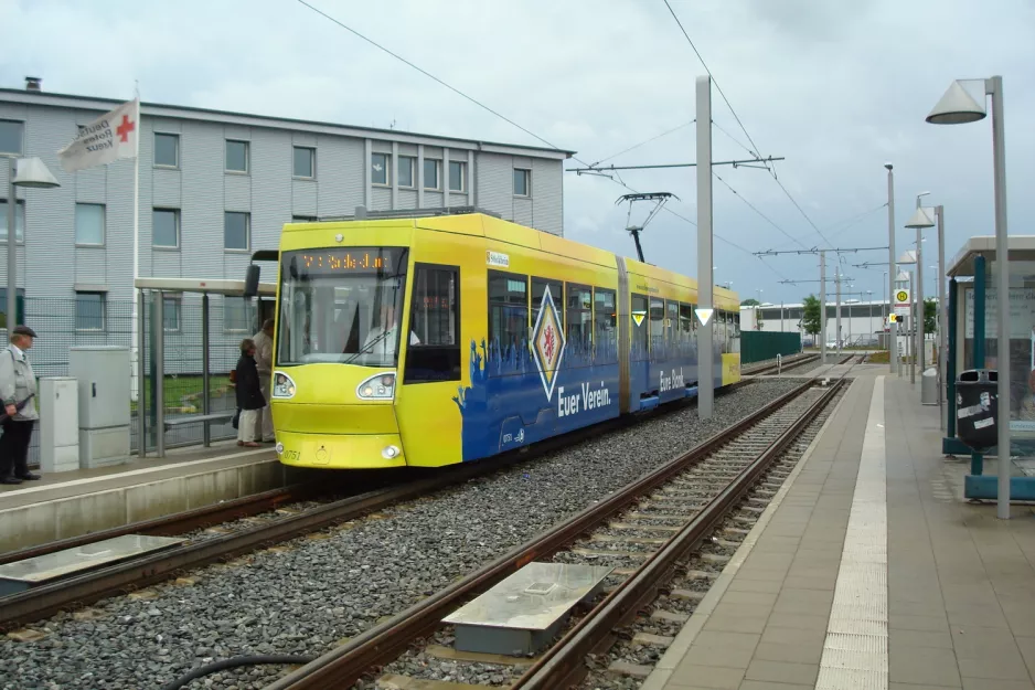 Braunschweig tram line 4 with low-floor articulated tram 0751 at Verkehrs-Gmbh (2012)