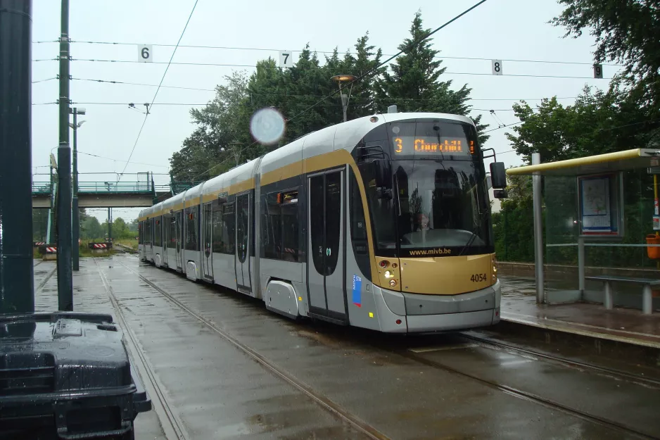 Brussels tram line 3 with low-floor articulated tram 4054 at Esplanada/Esplanade (2014)