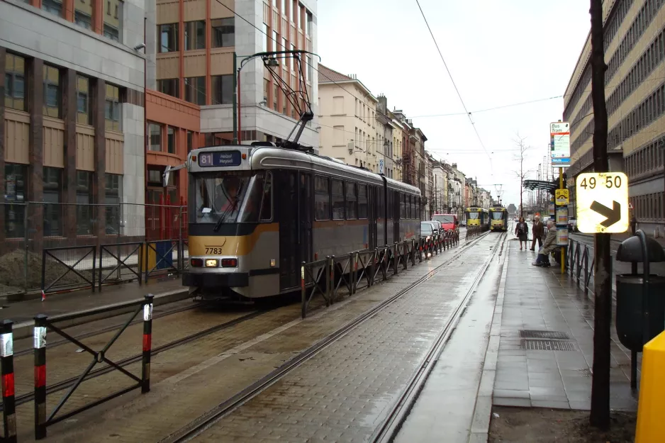 Brussels tram line 81 with articulated tram 7783 at Zweden / Suède (2008)