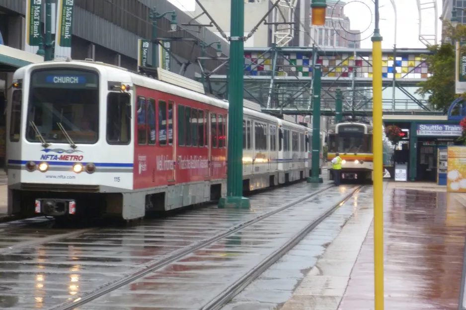 Buffalo Metro Rail with articulated tram 115 near Church (2013)