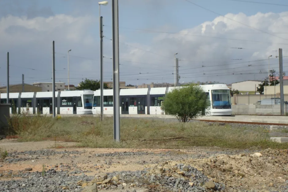 Cagliari low-floor articulated tram 06 at San Gottardo (2010)