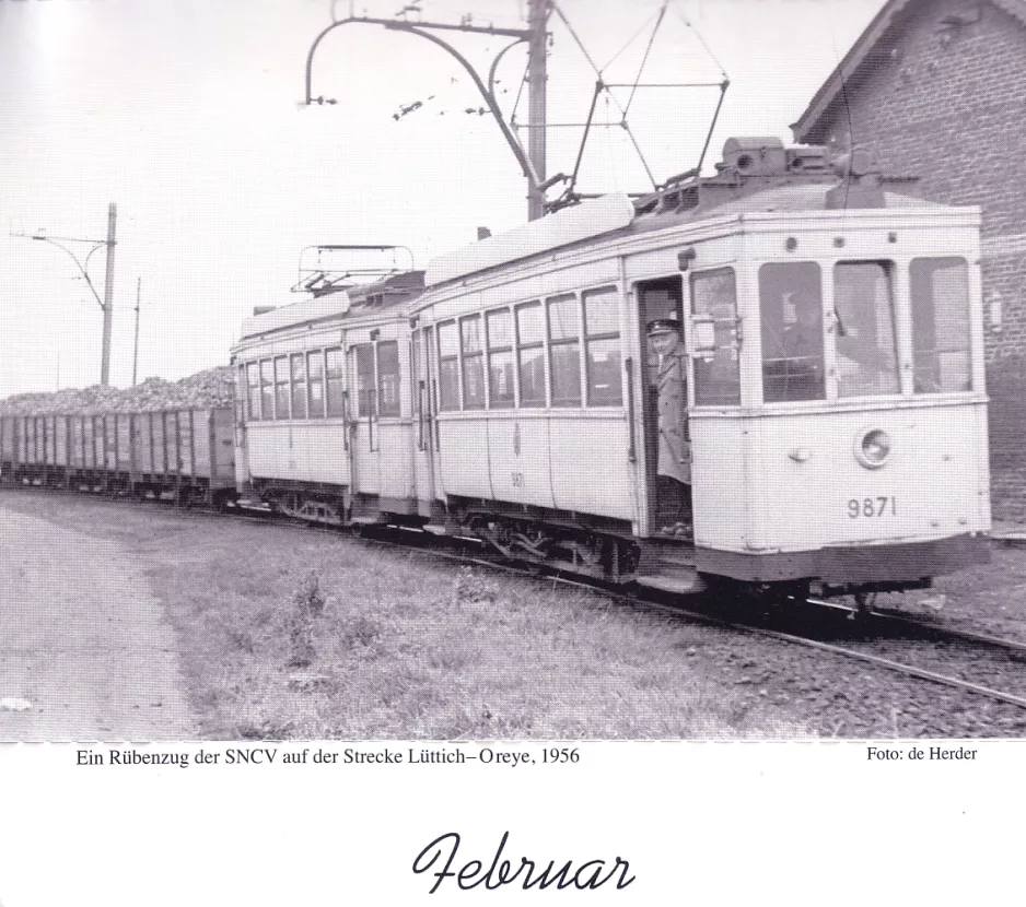Calendar: Brussels regional line 476 with railcar 9871  (1956)