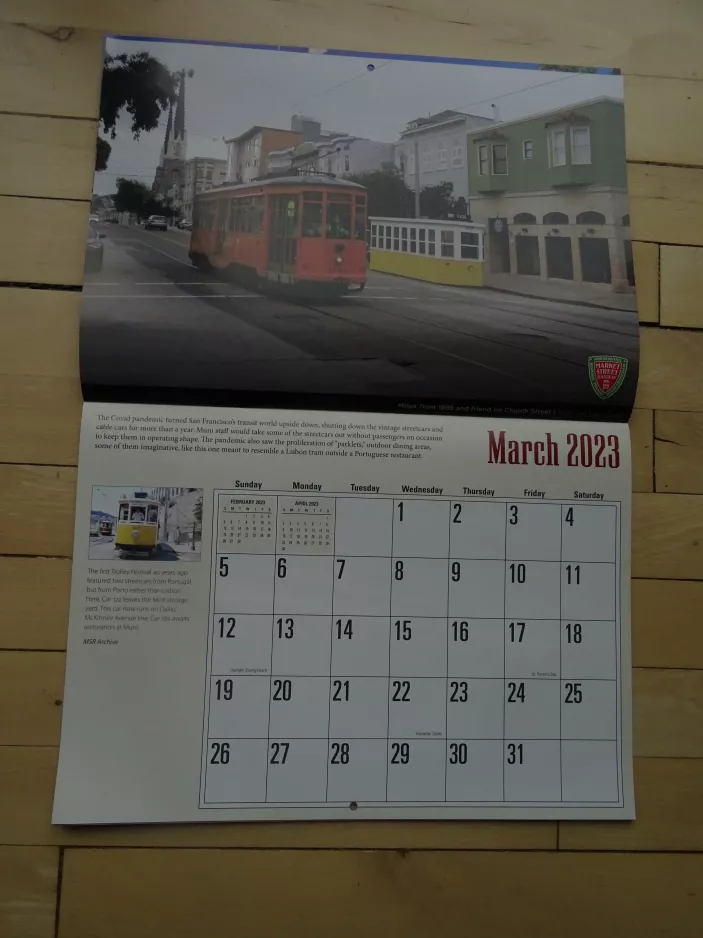 Calendar: San Francisco railcar 1895 near Church & 27th (2023)