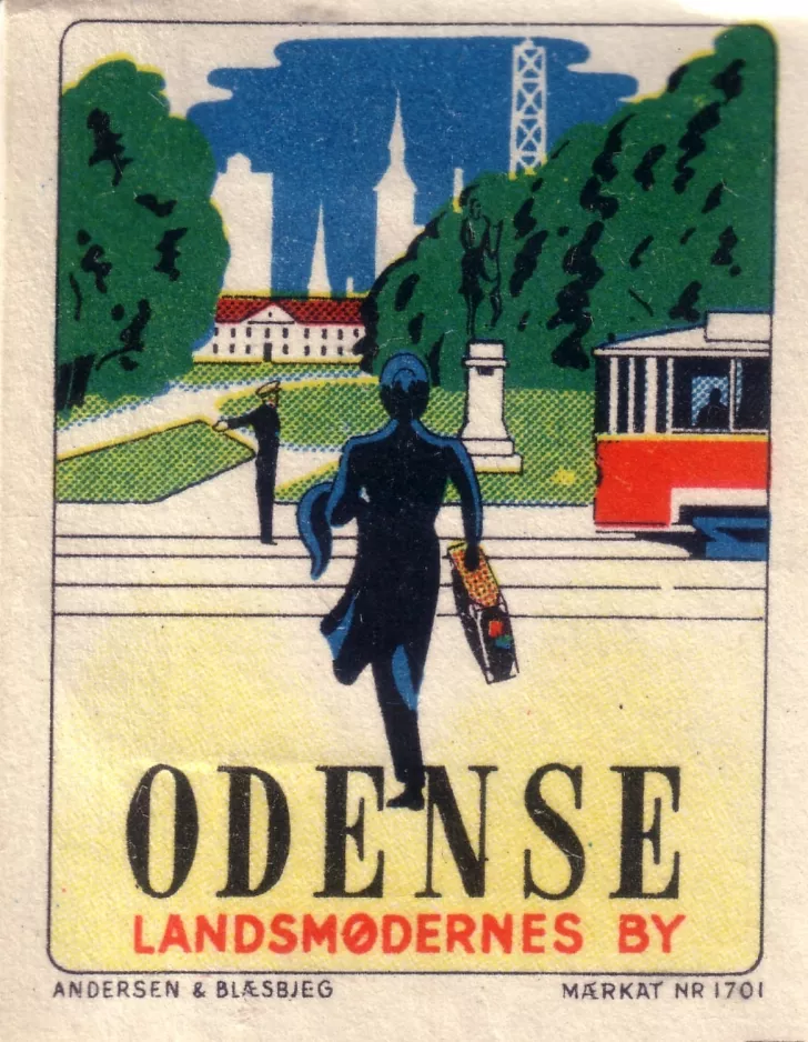 Cardboard tag: Odense Hovedlinie in front of Kongenshave (1938)