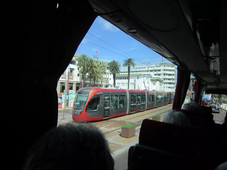 Casablanca tram line T1 on Bd. Mohammed V (2018)