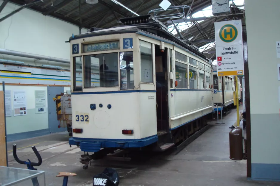 Chemnitz railcar 332 in Straßenbahnmuseum Chemnitz (2015)