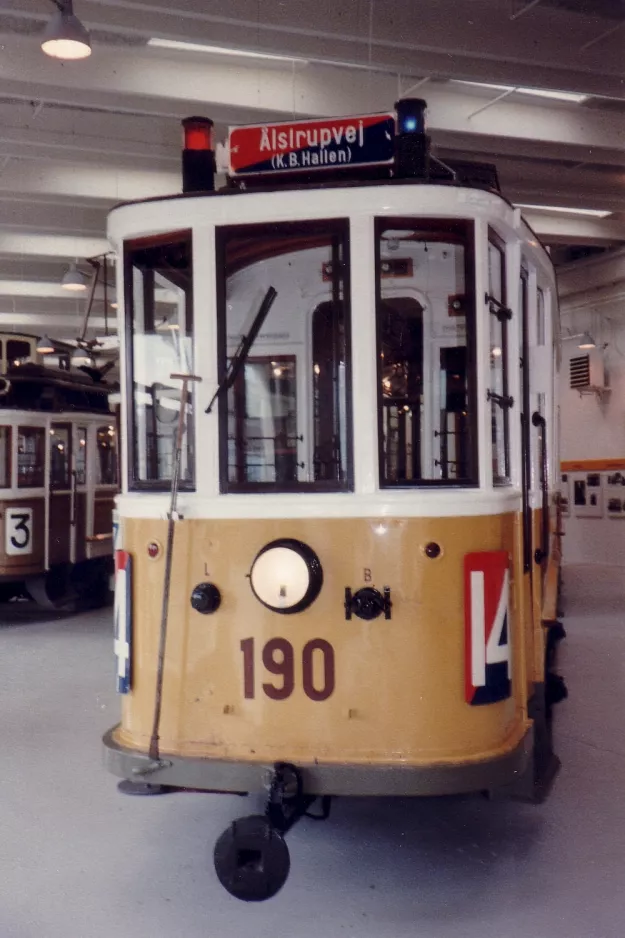 Copenhagen railcar 190 in Hovedstadsområdets Trafikselskabsmuseum (1984)