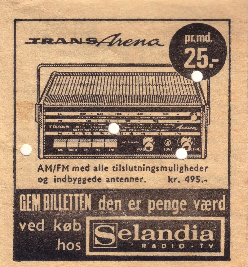 Discount ticket: Billetten er penge værd ved køb hos Selandia Radio-TV
 (1960-1970)