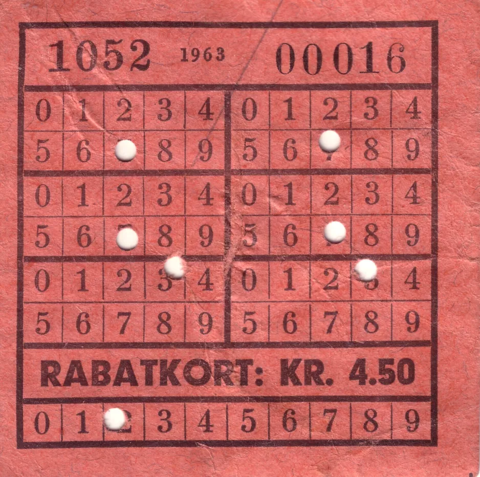 Discount ticket for Københavns Sporveje (KS), the front (1963)