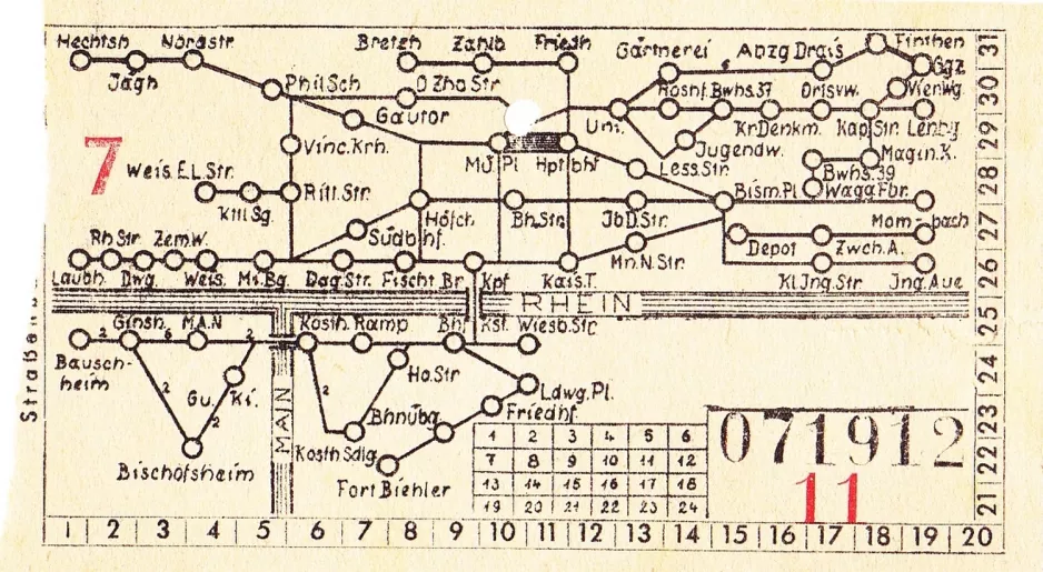 Discount ticket for Mainzer Mobilität, the back (1955)