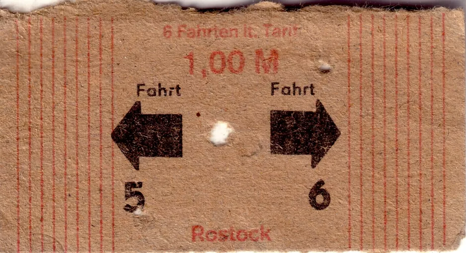 Discount ticket for Rostocker Straßenbahn (RSAG) (1987)