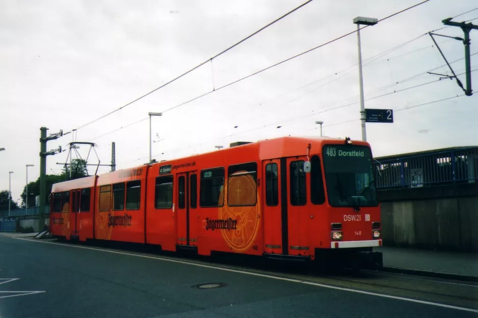 Dortmund tram line U43 with articulated tram 148 at DO-Wickede S (2007)