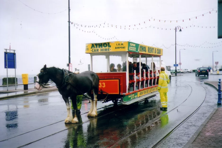 Douglas, Isle of Man Horse Drawn Trams with open horse-drawn tram 33, the front Sea Terminal (2006)