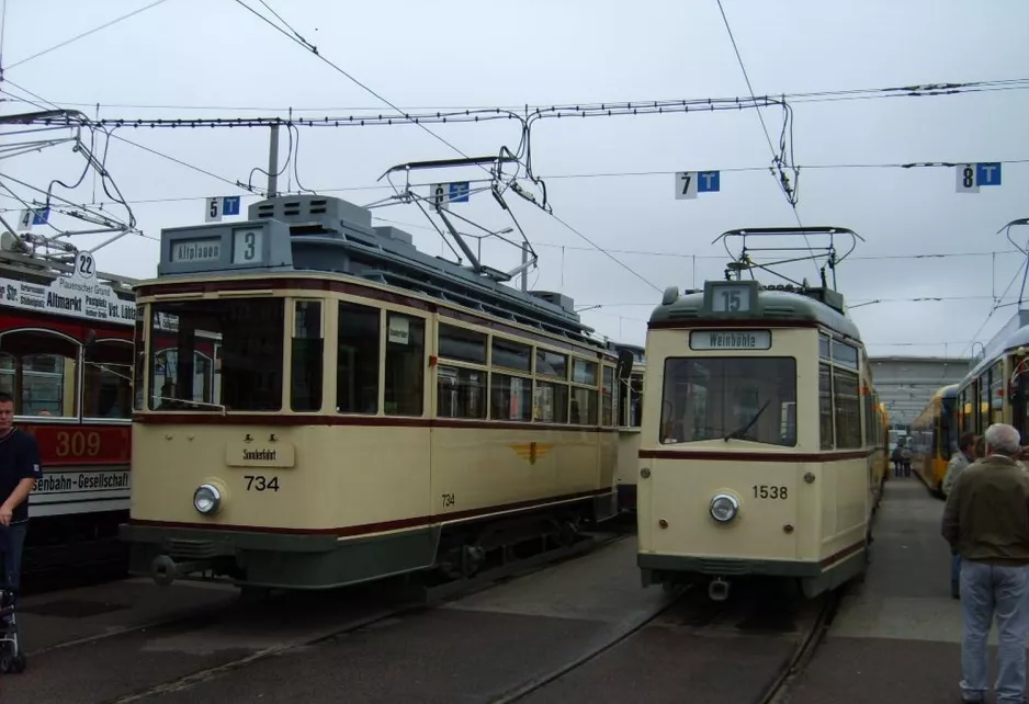 Dresden railcar 734 at Betriebshof Trachenberge (2007)