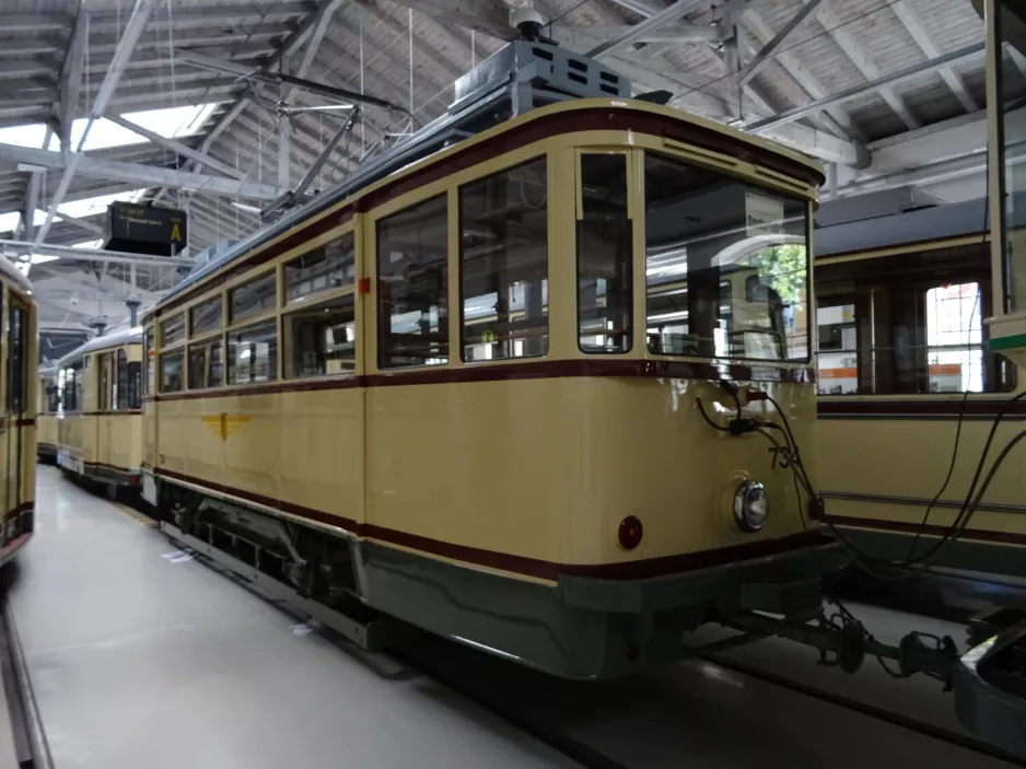 Dresden railcar 734 in Straßenbahnmuseum (2019)