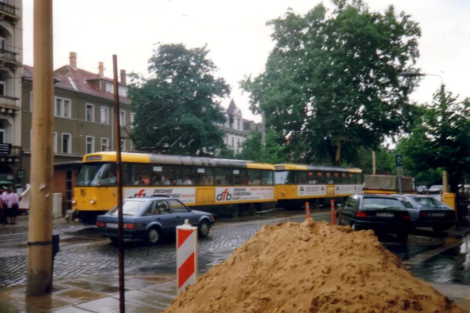 Dresden tram line 11  close by Bautzner Straße/Rothenbürger Straße (1993)