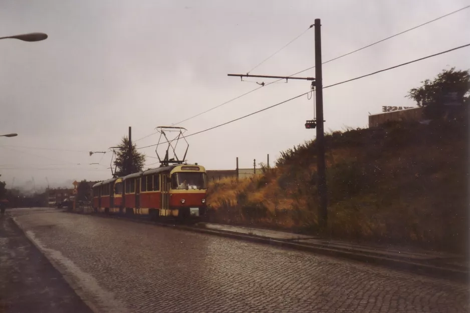 Dresden tram line 16  near Räcknitzhöhe (1990)