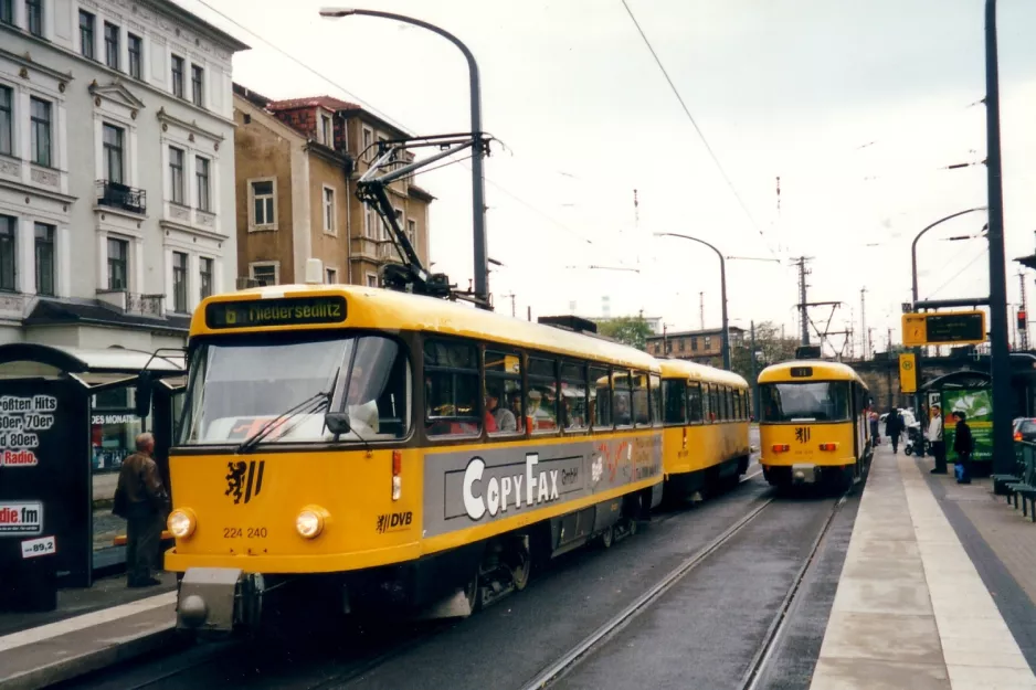 Dresden tram line 6 with railcar 224 240 at Bahnhof Neustadt (2002)