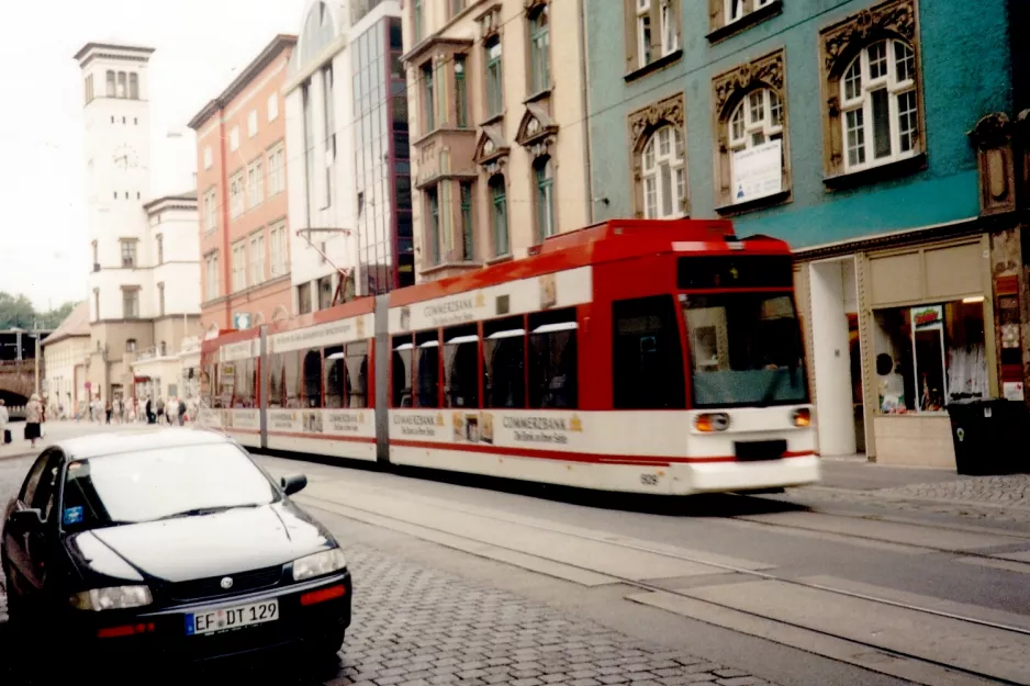 Erfurt tram line 4 with low-floor articulated tram 609 near Hauptbahnhof (1998)