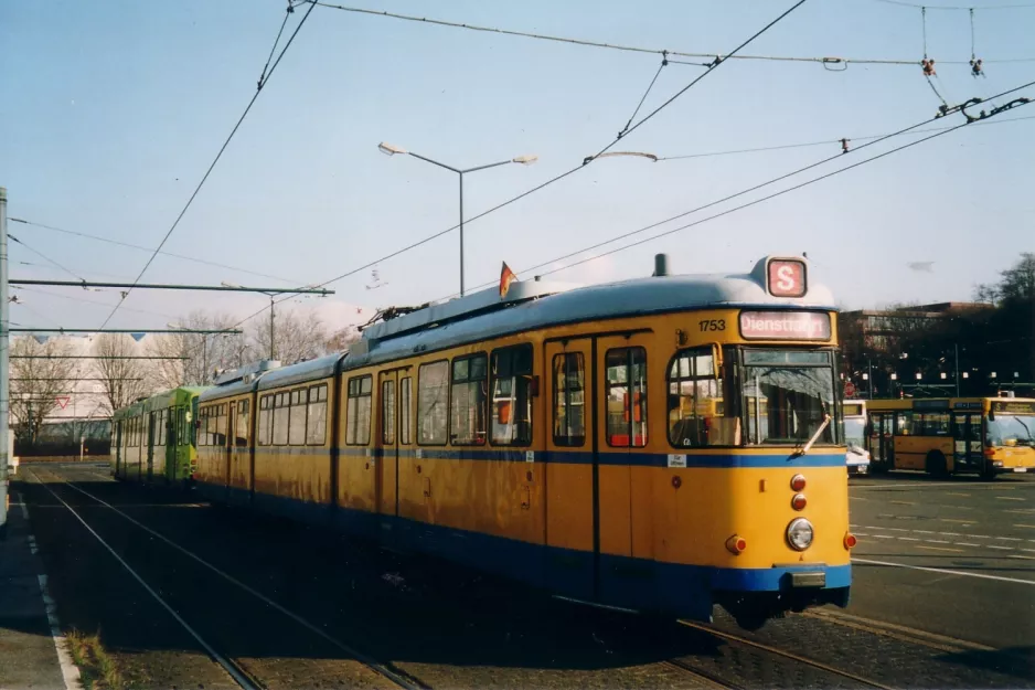 Essen articulated tram 1753 at the depot Betriebshof Stadtmitte (2004)